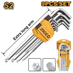 Set imbus 1.5-10 mm extra lung cu bila 9 bucati - Ingco HHK12092