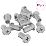 vidaXL Bucșa cu Blocare 12 pcs Argintiu M6 x 15 mm Oțel 864560