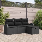 VidaXL Set de canapele pentru grădină 4 pcs Negru 179 x 117 x 85 cm