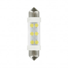 Bec tip LED 24V sofit cu 6 leduri 11x41mm SV8,5-8 2buc - Alb LAM98349