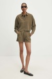 Answear Lab pantaloni scurți cu in culoarea verde, neted, high waist