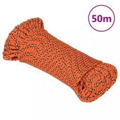 vidaXL Fr&acirc;nghie de barcă, portocaliu, 5 mm, 50 m, polipropilenă