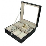 Cumpara ieftin Cutie Ceasuri 8 Spatii Piele Ecologica Neagra Watchbox - Caseta Colectie Ceas