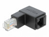 Adaptor RJ45 UTP in unghi jos cat 6 T-M negru, Delock 86423