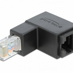 Adaptor RJ45 UTP in unghi jos cat 6 T-M negru, Delock 86423