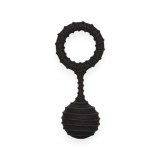 Inel cu greutate pentru penis COLT Weighted Ring Large, din silicon elastic, cu bilă de 110 grame, diametru inserabil 3.25 cm, negru