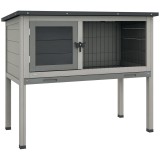 PawHut Cușcă de Iepure Ridicată, Cușcă de Iepure cu Tavă Extensibilă și Trapă, 84x43x70 cm, Gri