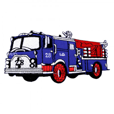 Aplicatie textila termoadeziva, 11.5 x 6 cm, Masina de pompieri albastra foto
