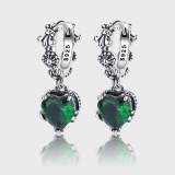 Cumpara ieftin Cercei din Argint 925 Vintage , Toarte Gotiene cu Inima din Zirconiu Verde Smarald