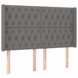 Cumpara ieftin Tablie de pat cu aripioare gri inchis 163x16x118/128 cm textil