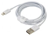 Cablu Apple Lightning USB A 1,5m alb textil 2,4A