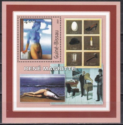 Guineea Bissau 2001 - Picturi de Ren&amp;eacute; Magritte, Colita, MNH foto