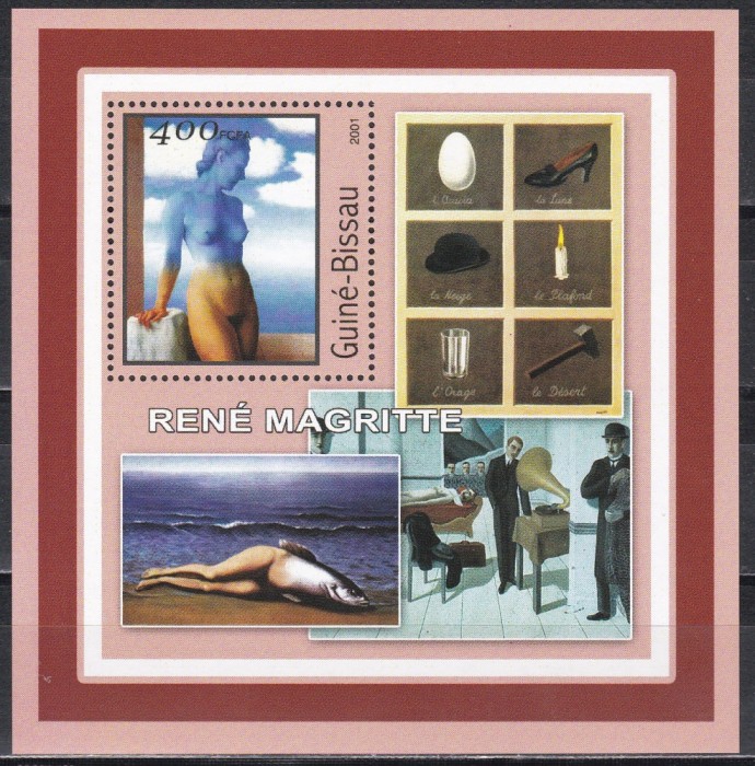 Guineea Bissau 2001 - Picturi de Ren&eacute; Magritte, Colita, MNH
