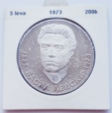 362 Bulgaria 5 Leva 1973 Vasil Levski km 82 argint, Europa