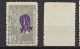 Romania 1957 Flora Carpatina 1.75 Lei timbru cu eroare litera M l&acirc;ngă codița florii, ștampilată, Stampilat