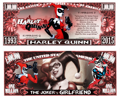 SUA = FANTASY NOTE (TJ6) = HARLEY QUINN - 2015 - UNC / SERIA COMICS SUPERHEROS foto