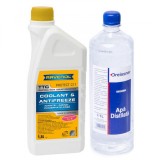 Pachet 2.5 litri antigel concentrat Ravenol C11 TTC Trad. Techn. galben si apa distilata