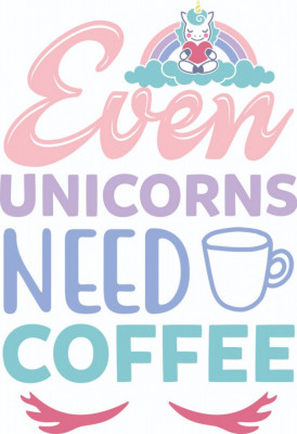 Sticker decorativ, Even Unicorns Need Coffee, Multicolor 85 cm, 4836ST foto