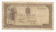 ROMANIA 500 LEI 1941 [17] filigran vertical foto