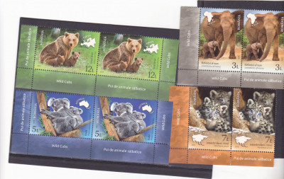 PUI DE ANIMALE SALBATICE,SERIE IN PERECHE,2019, MNH ** ROMANIA . foto