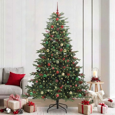 vidaXL Brad de Crăciun artificial Verde 240 cm PVC și metal și plastic 3395576 foto