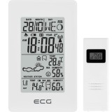 Statie meteo interior-exterior ECG, Senzor Extern Wireless, LCD, Ceas, Alarma, functie DST, IP44, raza de actiune 30 m, indicator confort, Alb, ETA