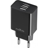 Incarcator Retea MaXlife MXTC-12, 24W, 2.4A, 2 x USB-A, Negru