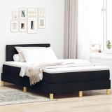 VidaXL Pat boxspring cu saltea cu saltea Negru 120 x 190 cm țesătură 3338827