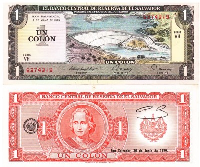 El Salvador 1 Colon 03.05.1979 P-125b UNC (20.06.1979) foto