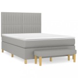 Cumpara ieftin Pat box spring cu saltea, gri deschis, 140x190 cm, textil