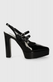 Cumpara ieftin Karl Lagerfeld pantofi de piele SOIREE PLATFORM culoarea negru, cu toc drept, cu toc deschis, KL93114