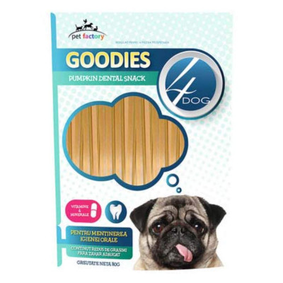 Recompensa pentru Caini Goodies Dental Stick 4 Dog cu Dovlecel si Vitamine, 80 g foto