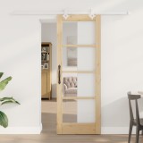 Ușă Glisantă vidaXL cu Set de Accesorii 73.5x198.5 cm Lemn Masiv Pin, Ușă Interioară vidaXL cu Sticlă &#039;ORKDAL&#039;73.5x198.5x4 cm Lemn Masiv Pin