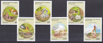 DB1 Fauna Pasari cu Pui Benin 6 v. MNH foto