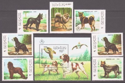 LAOS 1986 FAUNA ANIMALE DOMESTICE CAINI foto