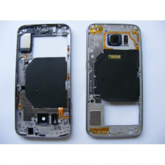Carcasa Mijloc cu geam camera / blitz , Samsung G920 Galaxy S6 Blue Orig Swap B foto