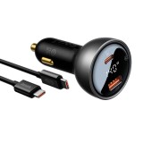 Incarcator auto Baseus CGZX070001USB QC3.0, Type-C PD3.1, 140W, Digital Display, 16A + Type-C Cable 240W, 1m