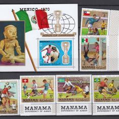 Manama - FOTBAL - C.M. MEXIC 1970 - Colita + Serie - MNH