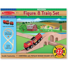 Set Trenulet din lemn cu Circuit 22 piese Melissa&Doug 703