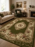 Cumpara ieftin Covor Lotos 571-310, Marime 50 x 80 cm, Verde, Inaltime Fir 8 mm, Antialergic, Polipropilena, Living, Dormitor, Sufragerie, Birou