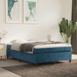 Cumpara ieftin Pat box spring cu saltea, albastru &icirc;nchis, 140x200 cm, catifea