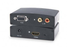 Convertor OEM HDMI la VGA cu doua mufe audio RCA foto