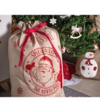 Sac pentru cadouri din iuta, model Mos Craciun, 70 x 100 cm