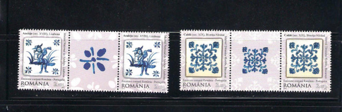ROMANIA 2010 - ROMANIA-PORTUGALIA, CERAMICA, 2 VALORI CU VINIETA, MNH - LP 1869