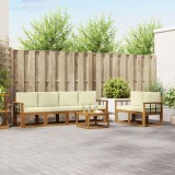 vidaXL Set de canapele de exterior cu pernă 7 pcs Natural și Crem 3366053