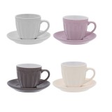Set 4 cesti cu farfurii, 250 ml, Multicolor, Ceramica, ATU-086791, Oem