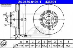 Disc frana BMW Seria 7 (E65, E66, E67) (2001 - 2009) ATE 24.0136-0101.1 foto