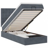 Cumpara ieftin Cadru de pat otoman cu saltele Gri inchis 90x190cm catifea