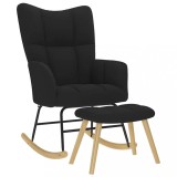 vidaXL Scaun balansoar cu taburet, Negru, material textil