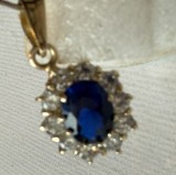 Pandantiv Aur Galben 14K Cu Safir Natural Si Zirconia Fatetate